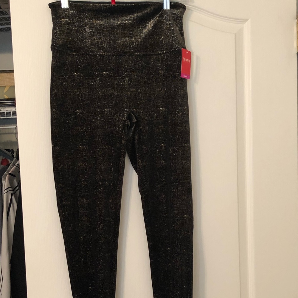 Spanx Black and Gold Glitter Leggings